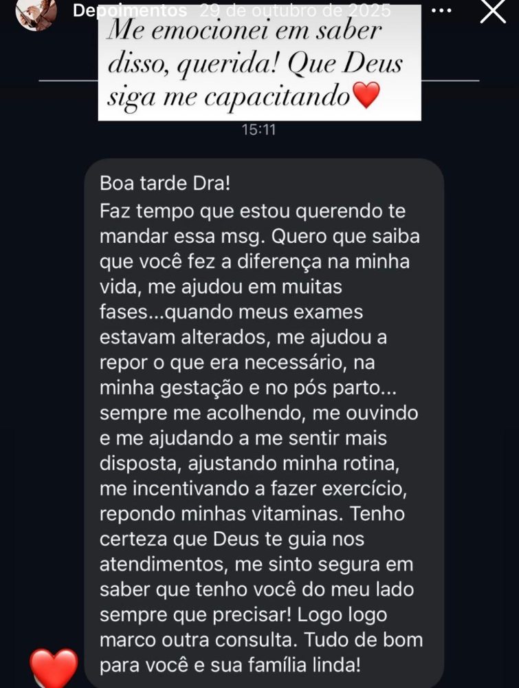 Depoimento de paciente da Dra. Brendha